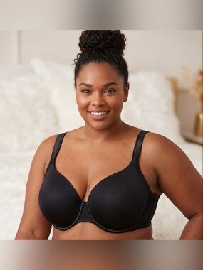 CACIQUE NWT 48D Black Smooth Boost Plunge Bra Underwire